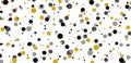 Bubble confetti background, seamless golden and black bubbles on white background, Vector image Royalty Free Stock Photo