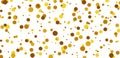 Bubble confetti background, seamless golden bubbles on white background, Vector image Royalty Free Stock Photo