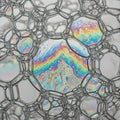 Bubble displays iridescent colors, forming swirling patterns due Royalty Free Stock Photo
