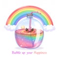 Bubble Drink With Rainbow Illustration Royalty Free Stock Photo