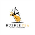 bubble drink tea logo vector illustration template icon design. cold milk shake beverage with boba icon logo concept for business