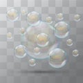 Bubble. Foam soap. Some bubbles on a transparent background. Vector bubbles. Royalty Free Stock Photo