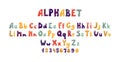 Bubble font. Colorful alphabet with balloon or candy shape. Typographic uppercase or lowercase text symbols and numbers