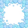 Bubble frame, place for text from blobs, soap blister bounding box, foam border, vector illustration