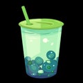 Bubble fruit tea in cartoon style