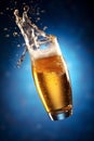 bubble glass cold background foam action gradient alcohol beer splash drink. Generative AI. Royalty Free Stock Photo