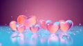 Bubble glass hearts heart-shaped bubbles rising in a gradient background