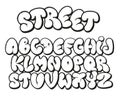 Bubble graffiti font. Inflated letters, street art alphabet symbols with grunge sprayed texture and urban graffitis
