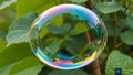 Bubble on green nature generate ai Royalty Free Stock Photo