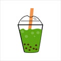 Bubble green tea isolated. Bubble matcha tea. Vector illustration.