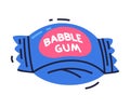 Bubble Gum Ball in Blue Package as Sweet Chewing Gum Vector Illustration