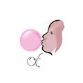 Bubble gum blowing Royalty Free Stock Photo