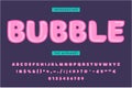 Bubble gum font design. Sweet ABC letters. Pink sweet candy latin alphabet, kids letters and numbers. Royalty Free Stock Photo