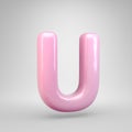 Bubble Gum pink letter U uppercase isolated on white background Royalty Free Stock Photo