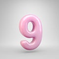 Bubble Gum pink number 9 isolated on white background Royalty Free Stock Photo