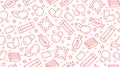 Bubble gum seamless pattern with flat line icons. Chewing candy in stick, pads, bubblegum pack vector illustrations Royalty Free Stock Photo