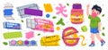 Bubble Gum and Sweet Chewing Gum Vector Set