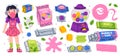 Bubble Gum and Sweet Chewing Gum Vector Set Royalty Free Stock Photo