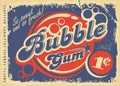 Bubble gums vintage paper poster Royalty Free Stock Photo