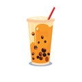 Bubble milk tea, boba tapioca pearls on white background, vector illustration