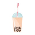 Bubble milk tea icon in flat style isolated on white Royalty Free Stock Photo