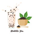 Bubble milk tea icon in flat style isolated on white Royalty Free Stock Photo