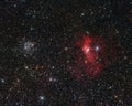 Bubble Nebula and M52 Royalty Free Stock Photo