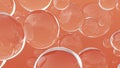 Bubble oil on water background orange color. Flying abstract glass or water blobs or drops. 3d render. Soap Bubbles Isolated Royalty Free Stock Photo