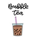 Bubble pearl milk tea vector illustration