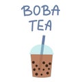 Bubble pearl milk tea vector illustration