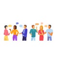 Bubble people vector bubbling speech communication and group of man woman friends discussion illustration set of person