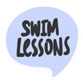 Swim lessons. Sticker for social media content. Vector hand drawn illustration design.