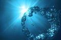 Bubble Ring Underwater Ascends The Sun Royalty Free Stock Photo