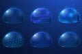 Bubble shields. Protect field, futuristic energy force safety bubbles. Transparent plasma surface, 3d security