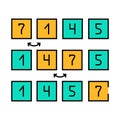 bubble sort algorithm icon color illustration
