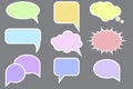 Bubble speech colored. Vector illustration. Round shape. Sticker design. Stock image