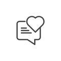 Bubble speech with heart icon. Graphic label for love chat rooms, dating sites and apps, messengers. Dialog cloud Royalty Free Stock Photo