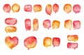 Bubble speech, red and yellow watercolor set. Collection of elements of different shapes for design. AI generated Royalty Free Stock Photo