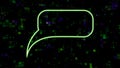 Bubble speech in technology background. Bright neon talk Bubble Outline in small green Squares pattern banner. Royalty Free Stock Photo