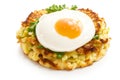 Bubble and squeak over white background