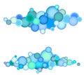 Bubble string pattern in multiple blue purple over white