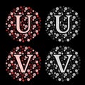 The modern English alphabet of Bubble Style Alphabet U & V