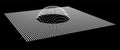 Particle dimension sound wave. Part of sphere effect polar hill globe surface. Big data flow calculation