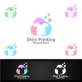 Bubble T shirt Printing Company Logo Design for Laundry, T shirt shop, Retail, Advertising, or Clothes Community Concept Royalty Free Stock Photo