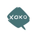 Bubble talk phrases. Colorful speech cloud for online chat messages with xoxo. Abstract dialogue reaction in comic