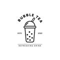 Bubble Drink Tea Logo. Good for Boba Milk Shake, thai tea, pearl, fresh fruit juice sweet beverage.