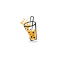 Bubble Drink Tea Logo. Good for Boba Milk Shake, thai tea, pearl, fresh fruit juice sweet beverage.