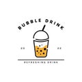 Bubble Drink Tea Logo. Good for Boba Milk Shake, thai tea, pearl, fresh fruit juice sweet beverage.