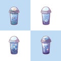 Bubble tea cup design collection, Pearl milk tea, Taiwan milk tea,Yummy drinks, coffees and soft drinks with doodle