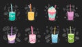 Bubble tea cup design collection, Yummy drinks. Royalty Free Stock Photo